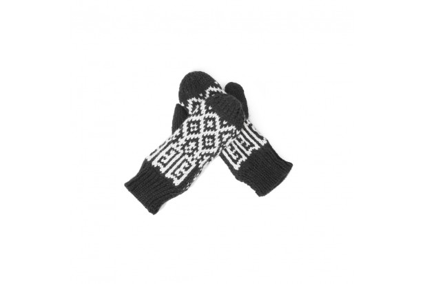 Wooly Coziness - Black N White Gloves