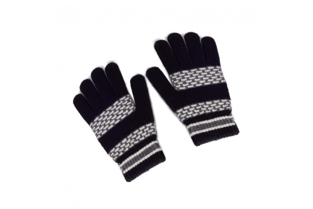 The Winter Warmer Full Gloves - Woolen Knit Black x White