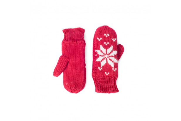 Wooly Coziness - Red N White Gloves