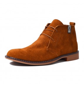 Smokey Caramel Brown Chamois Half Boots