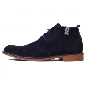 Smokey Navy Blue Chamois Half Boots