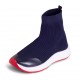 Long Neck Sock Boots  - Navy Blue x Red
