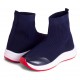 Long Neck Sock Boots  - Navy Blue x Red